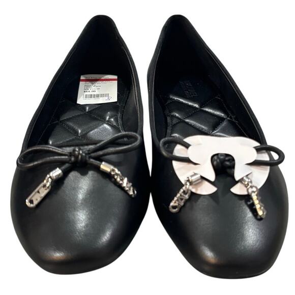 Michael Kors Nori Leather Ballet Flat Black Size 8 - Picture 3 of 8